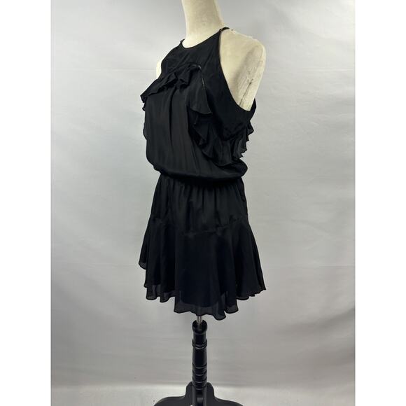 Karina Grimaldi Celine Mini Dress Black Medium Ruffled Adjustable Straps Mini - Picture 2 of 10